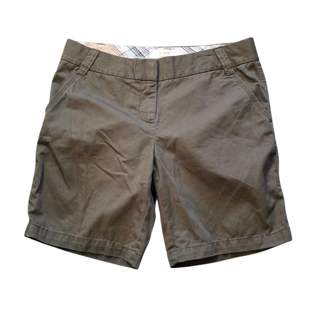 J.Crew Women's Olive Tweed Chino Weathered Broken-in City Fit Shorts Size 10
